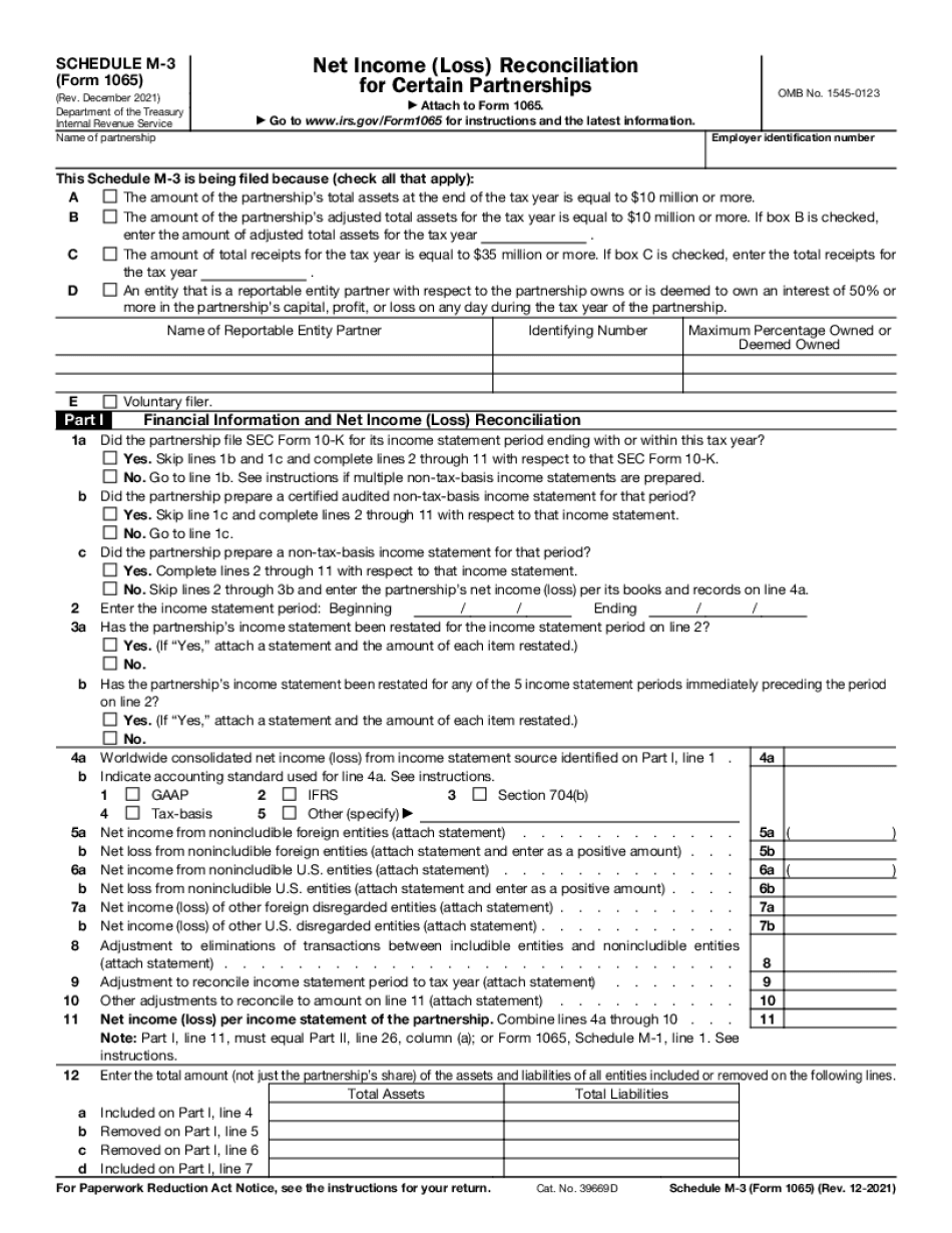 Fill Form 1065 Schedule M 3 Adjustments