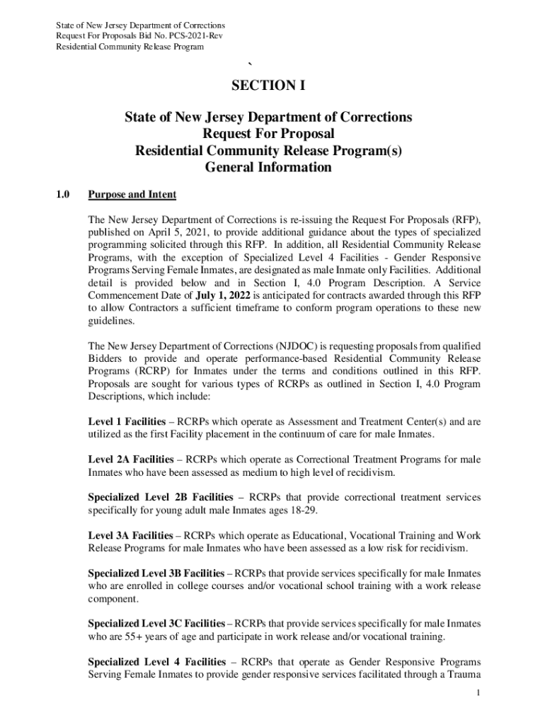 Fillable Online State of New Jersey Department of Corrections Division
