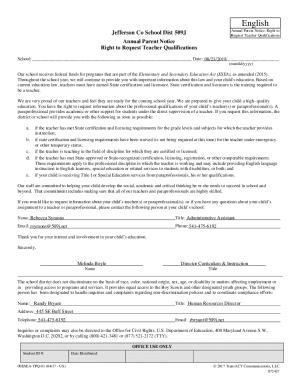 TPQ-01 - Annual Parent Notice: Right to Request Teacher ...
