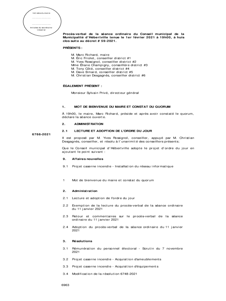 Fillable Online La Municipalit de SainteVictoiredeSorel s'tend sur