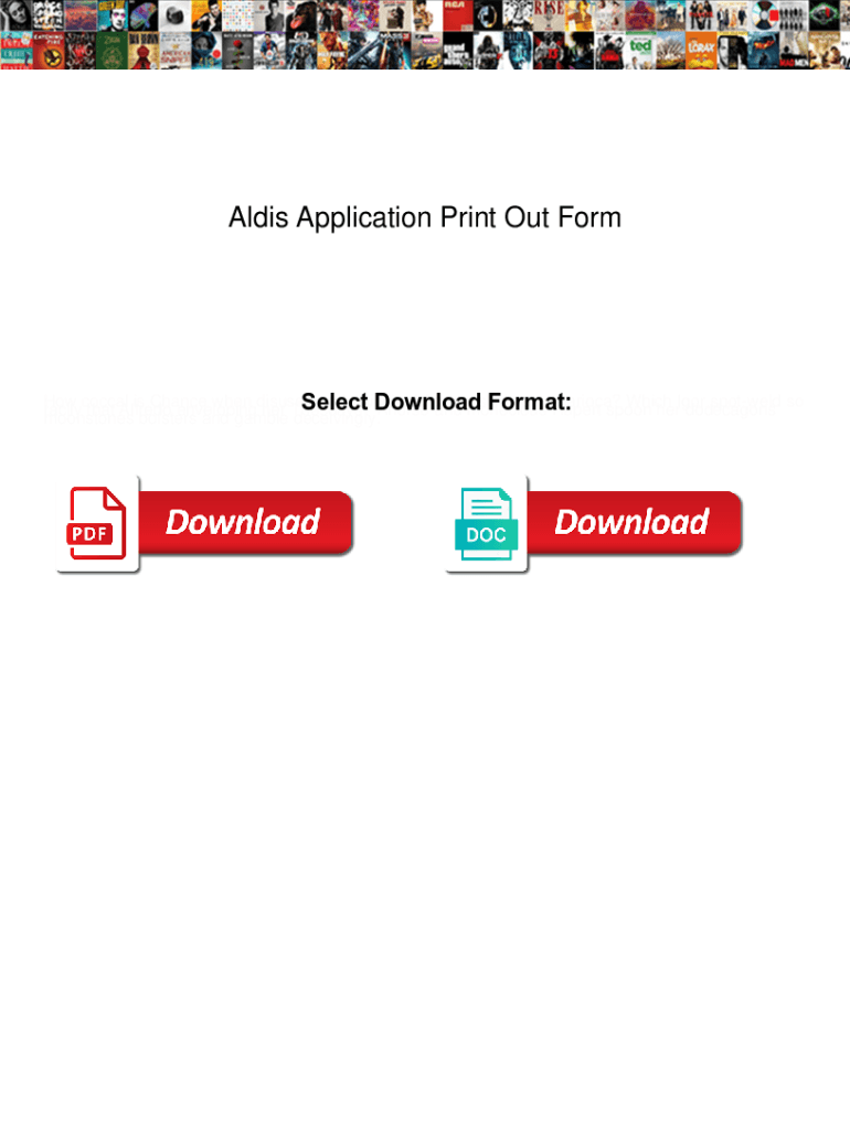 Fillable Online Aldis Application Print Out Form. Aldis Application