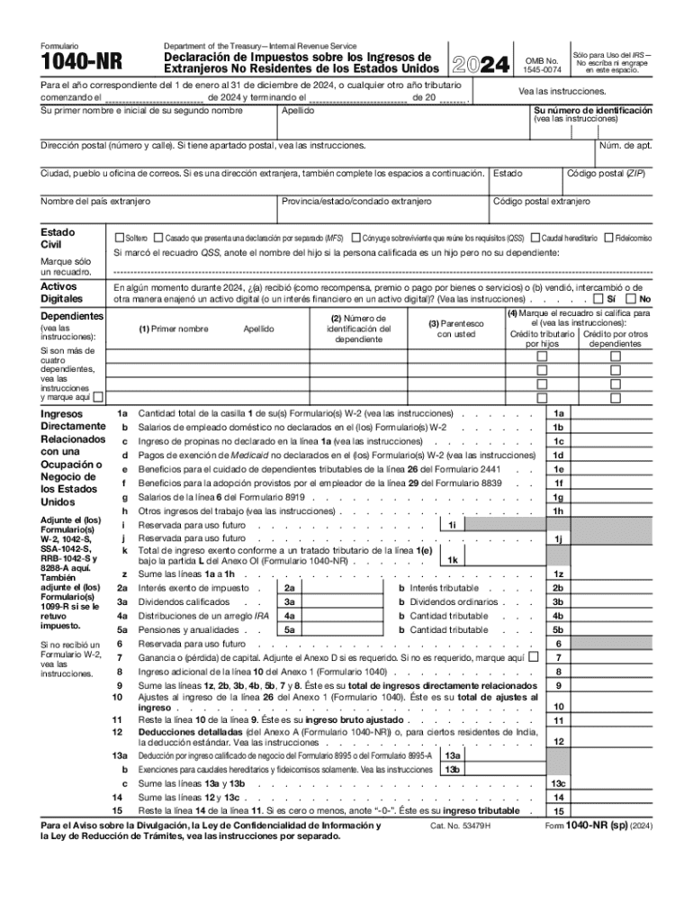 IRS 1040-NR (SP) 2024-2025 Preview on Page 1