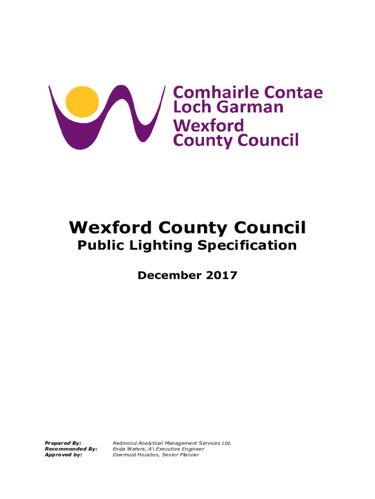 Fillable Online Public Lighting Specification Wexford County Council