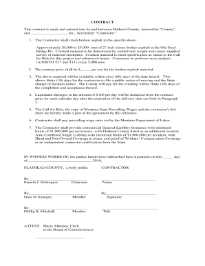 Fillable Online flathead mt Contract Log # STANDARD SHORT FORM CONTRACT ...