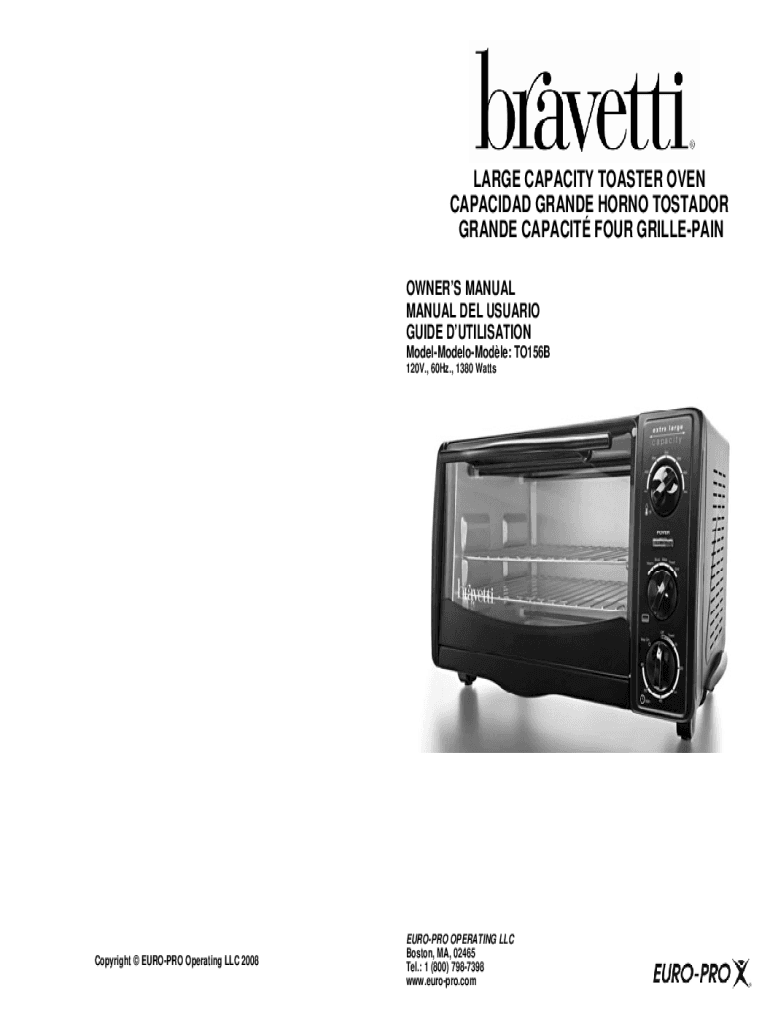 Fillable Online EXTRA LARGE CAPACITY TOASTER OVEN CAPACIDAD EXTRA GRANDE Fax Email Print