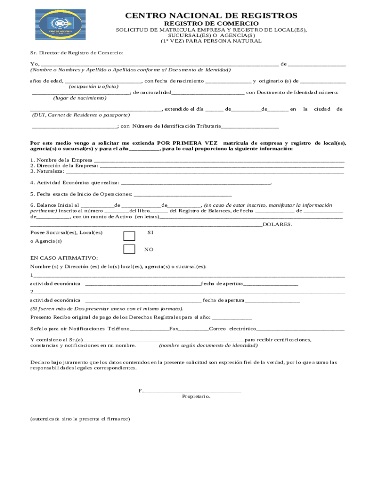 REGLAMENTO DE LA LEY DE REGISTRO DE COMERCIO Doc Template pdfFiller