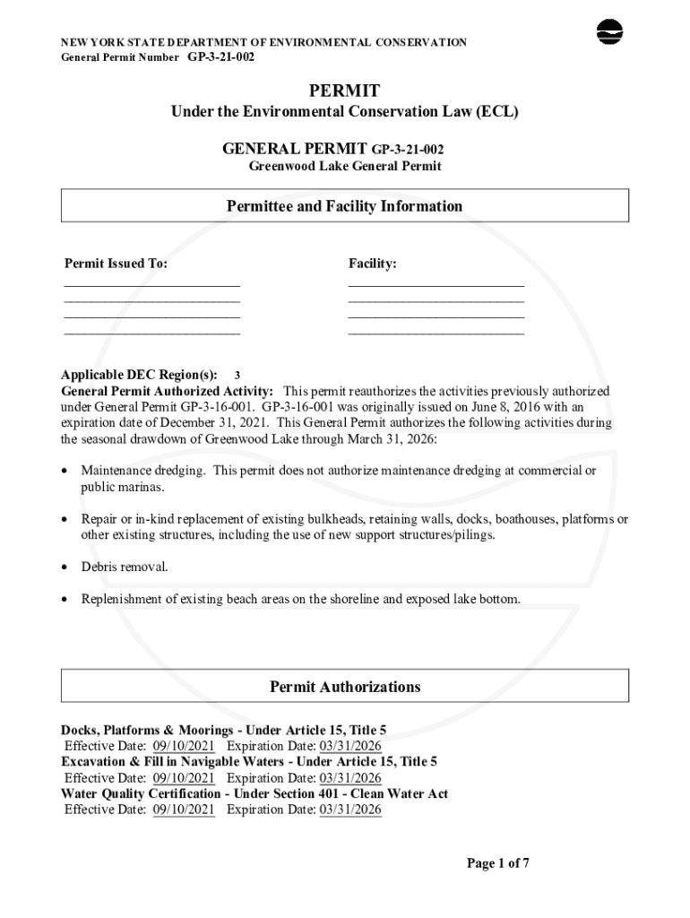 Fillable Online NYS General Permit for Stormwater Discharges