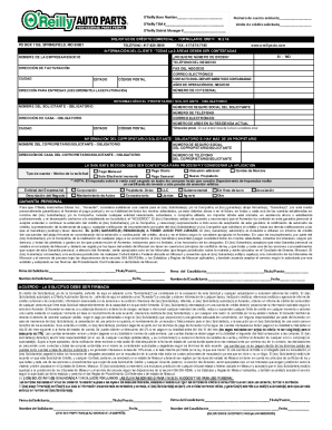PDF Form Credit Application 2018.xlsm - O'Reilly First Call Auto Parts for ...