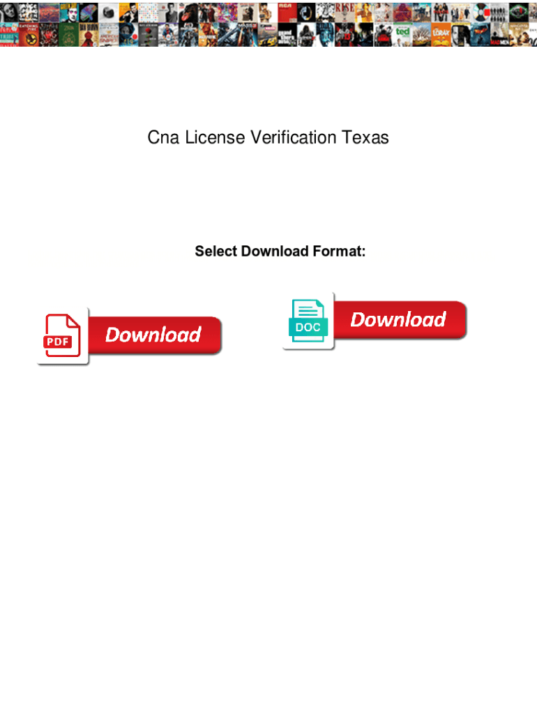 Fillable Online Cna License Verification Texas against. Cna License