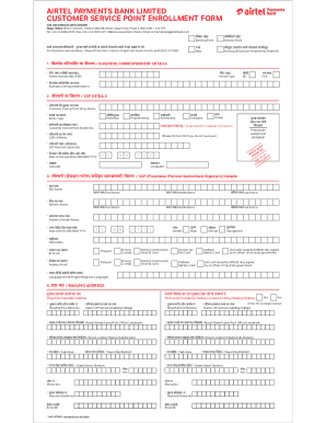 customer service point enrollment form airtel payments bank limited