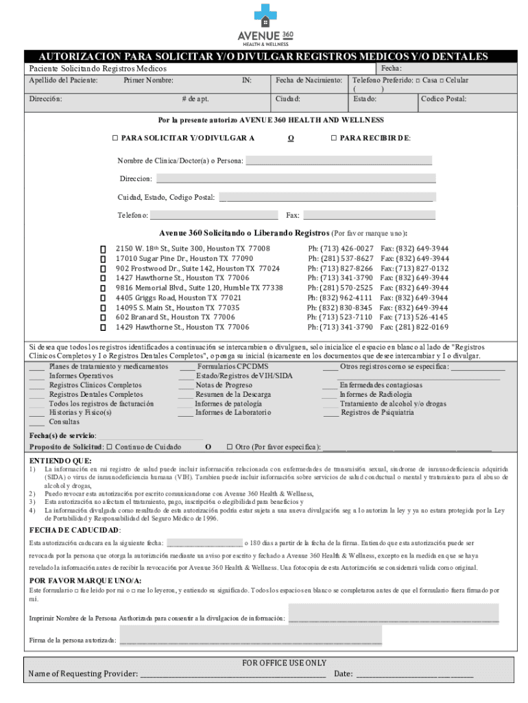 Fillable Online Medical Dental Records Request and Release Form SPAN 3.