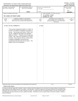 Statement of Deficiencies Form CMS-2567