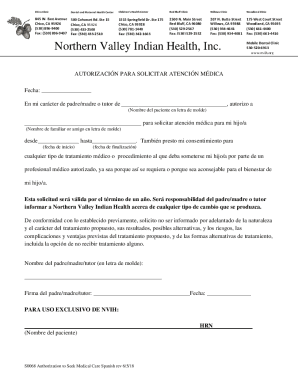 Authorization to Seek Medical Care