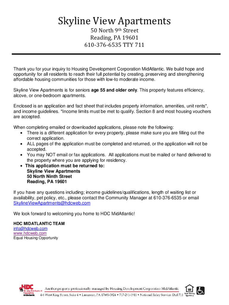 Fillable Online SkylineViewApartmentsApplication1.pdf Fax Email Print pdfFiller