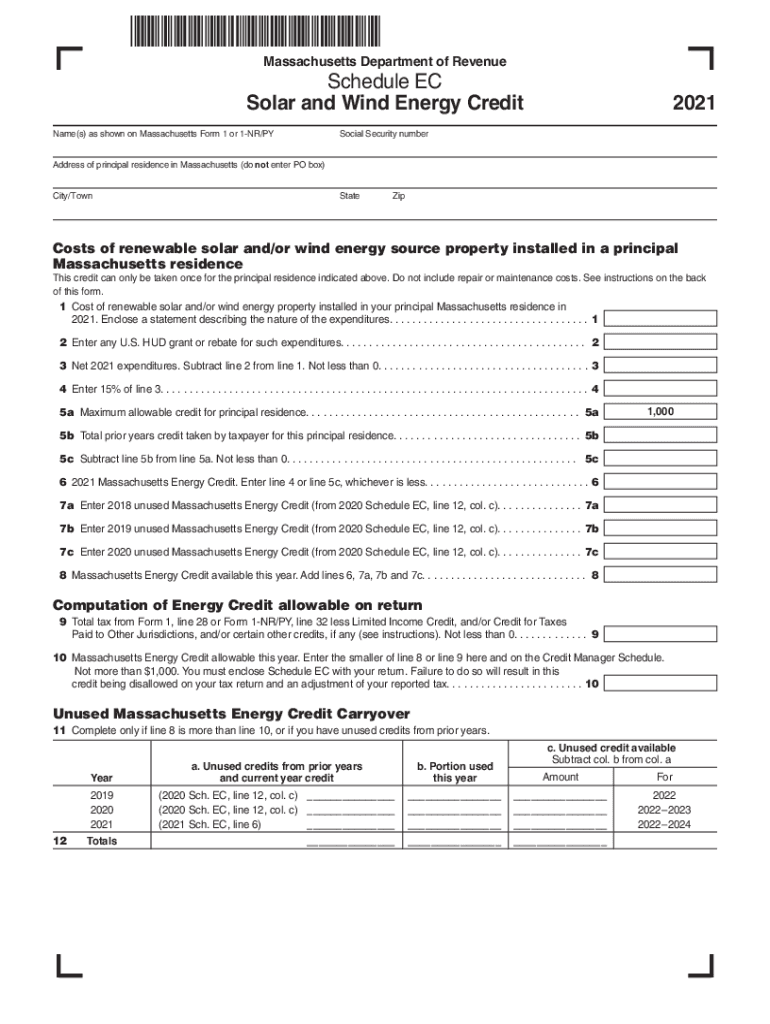 ma solar tax credit form Preview on Page 1