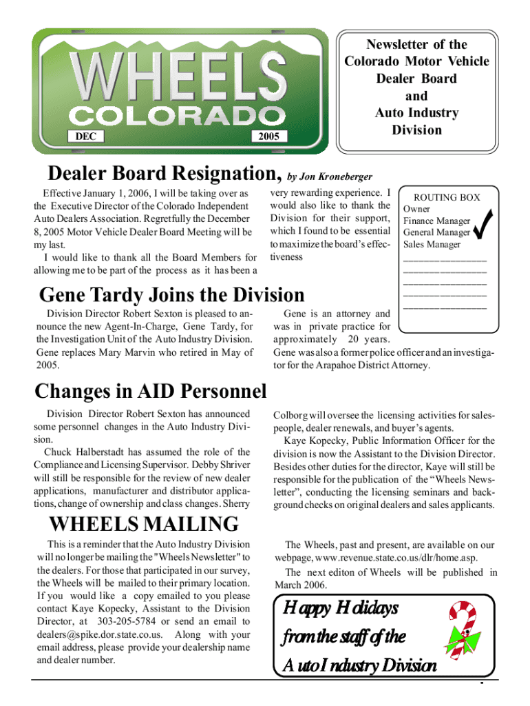 Fillable Online DEPARTMENT OF REVENUE Motor Vehicle Dealer Board