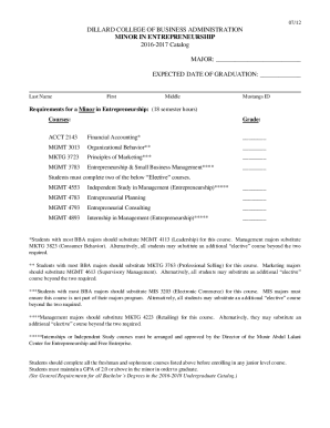 Fillable Online Business Administration Minor (for non-business majors ...