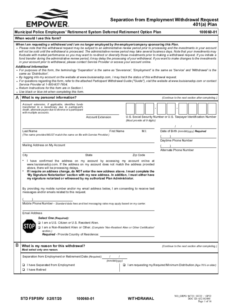 Plans 1 and 2 Withdrawal of Retirement Contributions Preview on Page 1