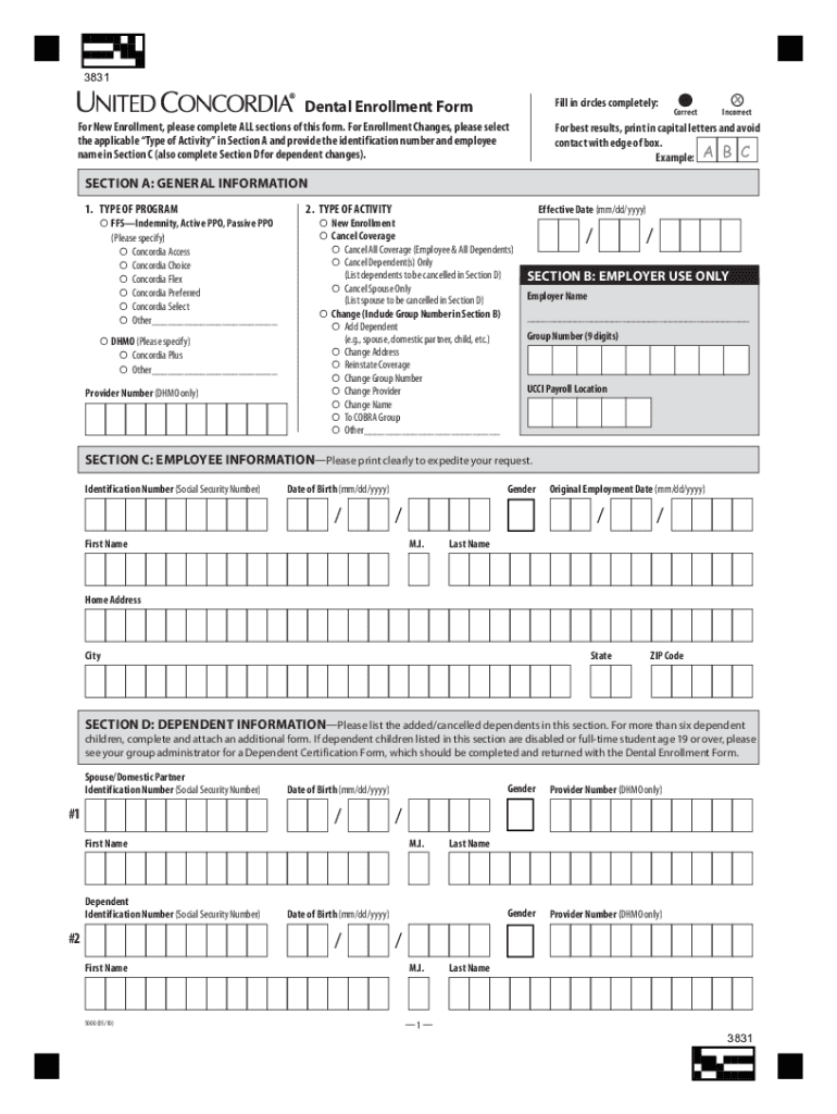 PDF 3831 - UNITED CONCORDIA Dental Enrollment Form - Lebanon Preview on Page 1