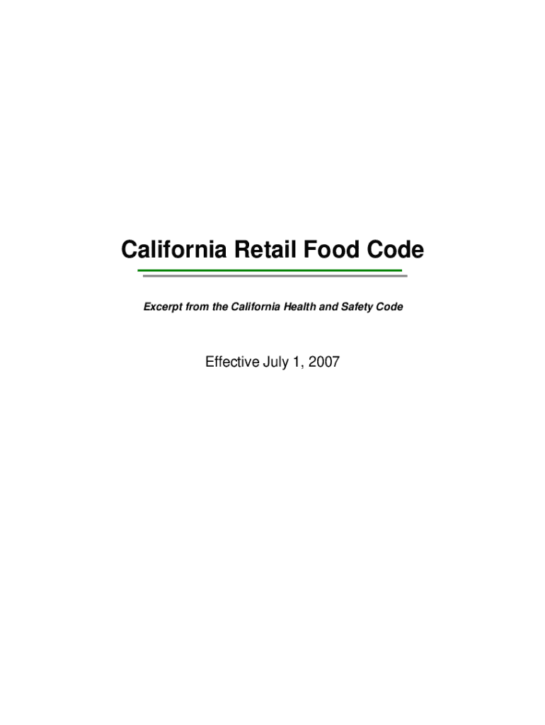 Fillable Online co tehama ca California Retail Food Code Tehama
