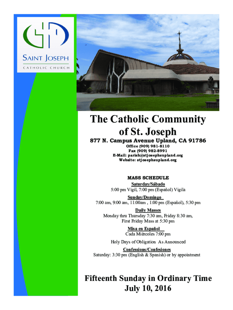 Fillable Online St. Joseph Catholic Church Upland Fax Email Print pdfFiller
