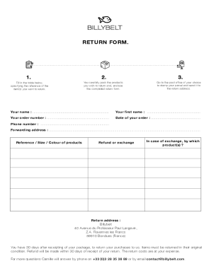 return form. - billybelt.com