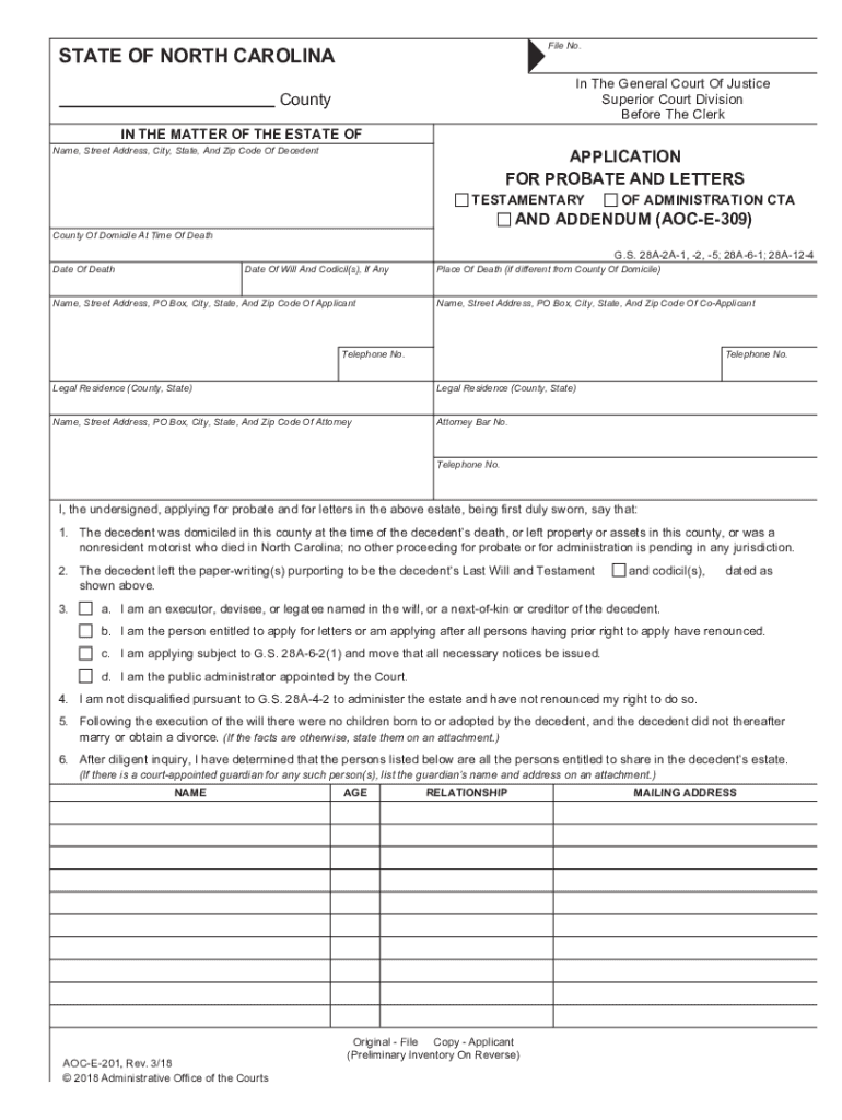 Letter Of Administration Form - Fill Online, Printable, Fillable Preview on Page 1