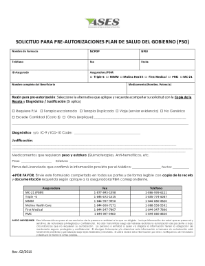 SOLICITUD PARA PRE-AUTORIZACIONES PLAN DE SALUD DEL ...