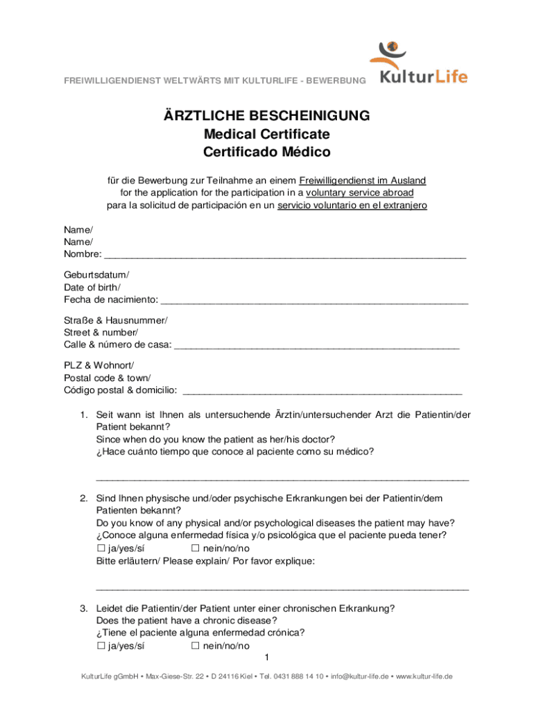 Bescheinigung über ärztliche Untersuchung Fahrerlaubnis Fillable Online RZTLICHE BESCHEINIGUNG Medical Certificate Certificado