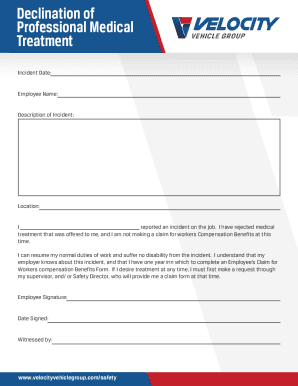 declination of professional medical treatment form