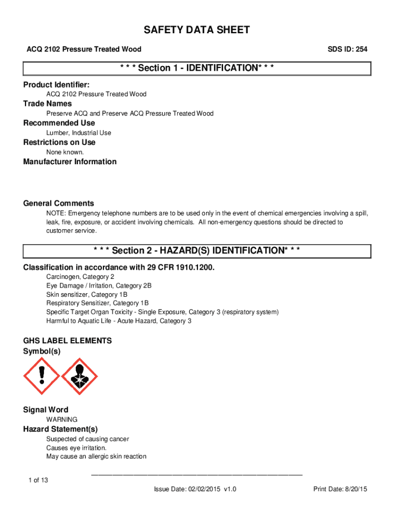 Fillable Online SAFETY DATA SHEET Koppers Performance Chemicals Fax Email Print pdfFiller