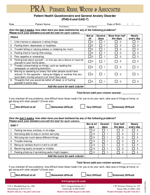 Fillable Online Patient Health Questionaire and General Anxiety ...
