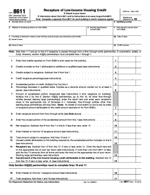 Form 8611 Low-Income Housing Credit Recapture
