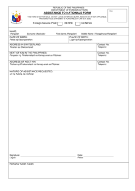 Philippines Assistance to Nationals Form