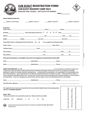 Cub Scout Registration Form