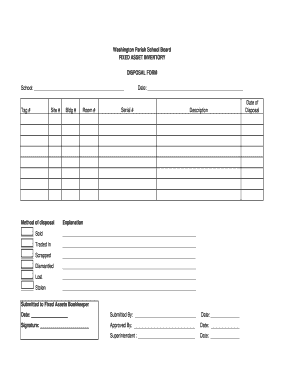 Assets and debts worksheet - Disposal Form - Wpsb.org