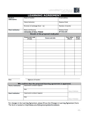 Erasmus Learning Agreement