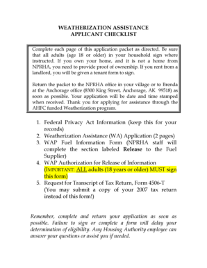 Weatherization Assistance Application