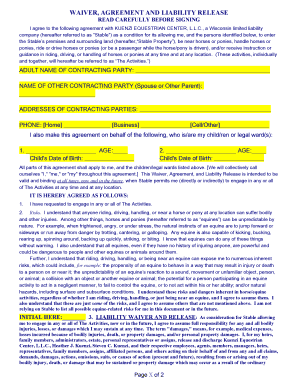 Equestrian Liability Waiver Agreement