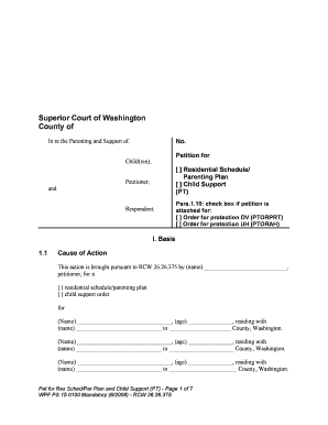 Washington State Child Support and Residential Schedule Petition