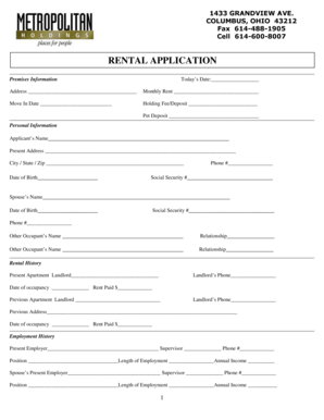 Rental Application Form