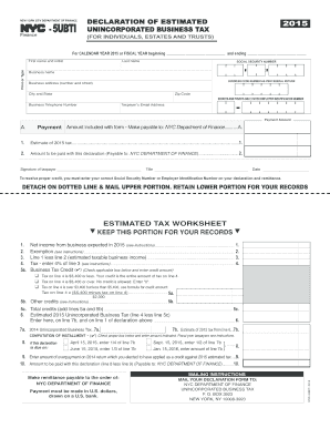 New York City Unincorporated Business Tax Declaration