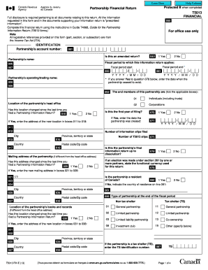 Canada Partnership Financial Return T5013