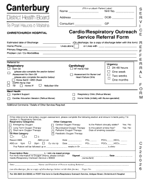 New Zealand Cardio/Respiratory Outreach Service Referral Form