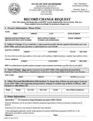 New Hampshire Record Change Request