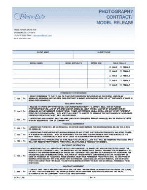 Photography Model Release Contract