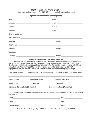 Wedding Photography Agreement