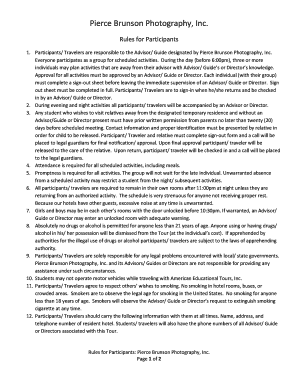 Pierce Brunson Photography Participant Rules