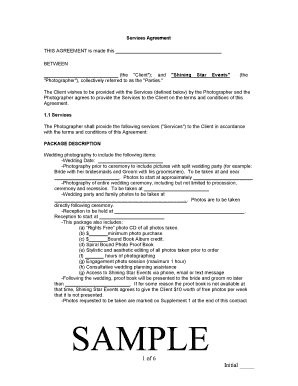 Wedding Photography Services Agreement