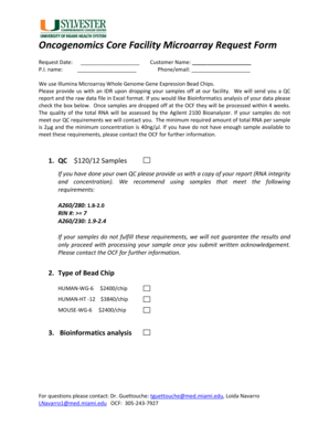 Download Microarray Service Request Form - sylvester